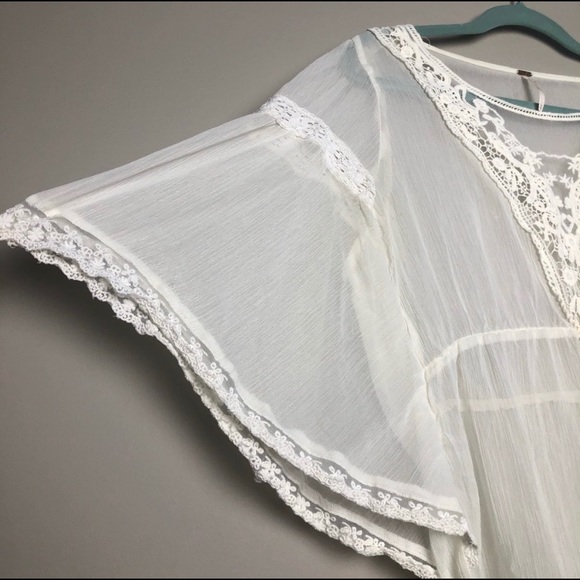 Free People White Lace Kimono Top - Picture 5 of 7